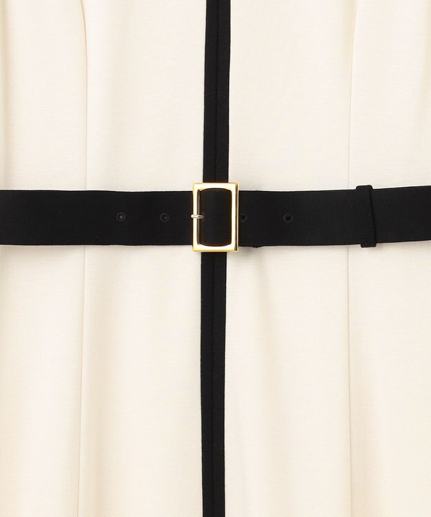 GRACE CONTINENTAL 配色ポンチフレアワンピース ホワイト