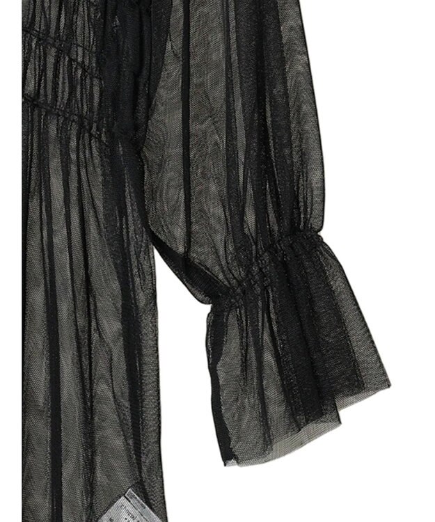 Green Parks チュールシャーリングチュニック Black