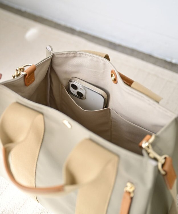 Hekhèr Le Style de Vie 新色追加【日本製 / 2WAY】PUコートコットンキャンバス トートバッグ medium ベージュ