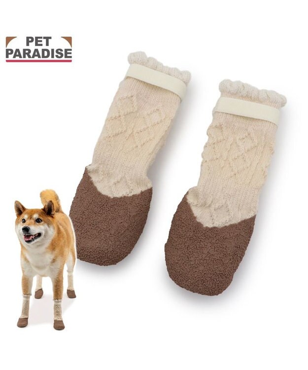 PET PARADISE ペットパラダイス フリル フィット靴 ＳＭ ベージュ×ブラウン