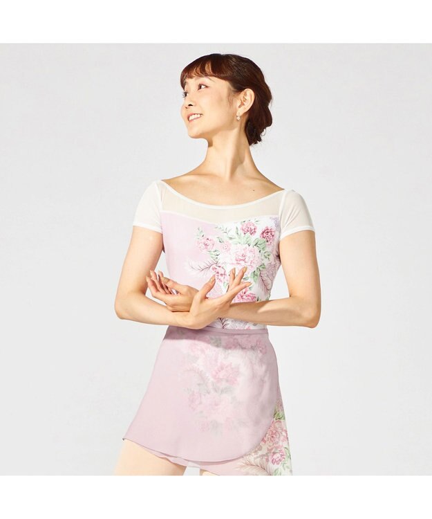 Chacott 【MAY NAGAHISA】キャップスリーブレオタード グレイッシュローズプリント