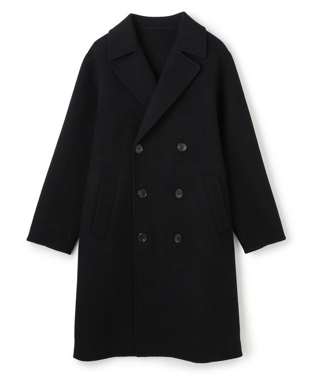 JOSEPH HOMME 【LEON掲載】【新素材】ウールキャメルリバー　ダブルブレストチェスターコート ブラック系