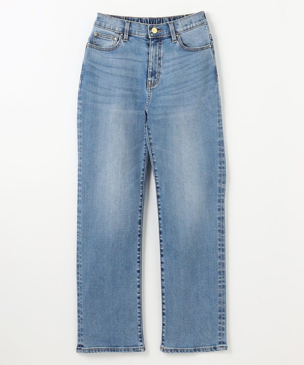 ANY 【洗濯機可/ウエストゴム/ストレッチ】ストレートデニムパンツ フェードインディゴ