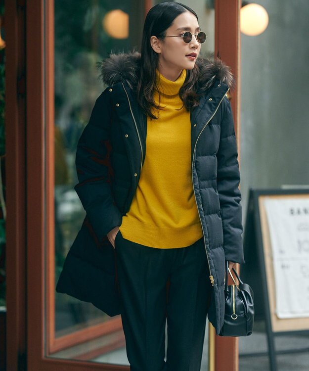 23区 【滝沢眞規子さん着用/洗える】ピュアカシミヤ タートルネック ニット イエロー系