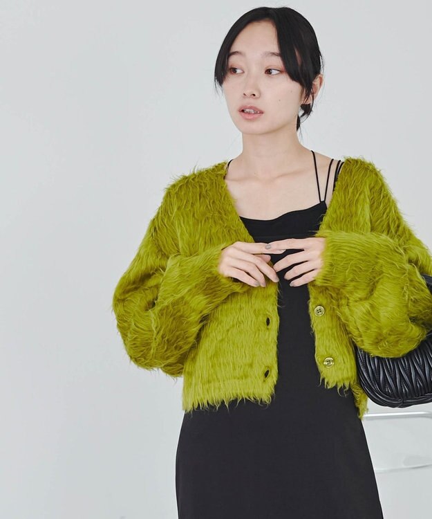 WEGO ファータッチニットショートカーデ グリーン