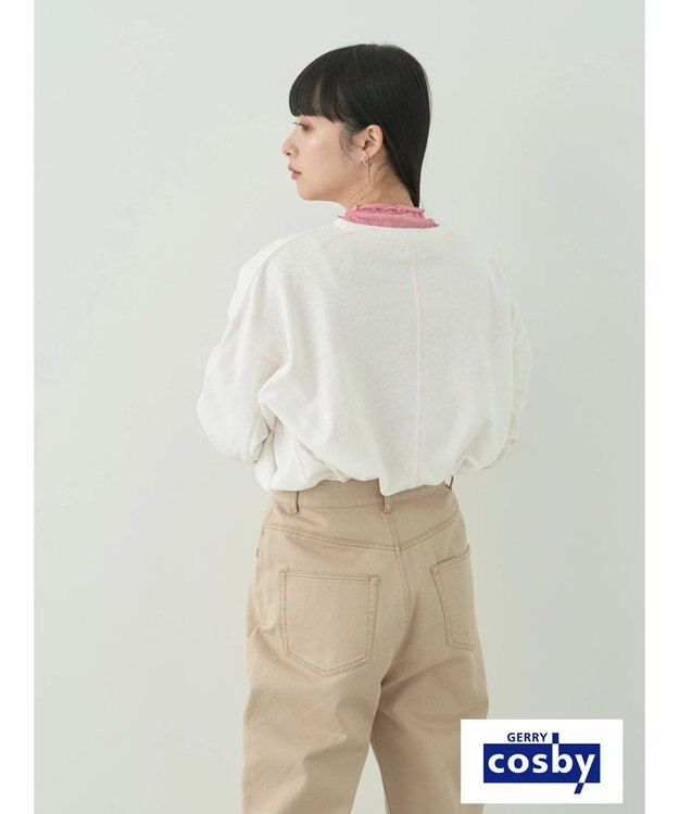 earth music&ecology Ｃｏｓｂｙ×ｅａｒｔｈ　配色ステッチロングＴシャツ Off White