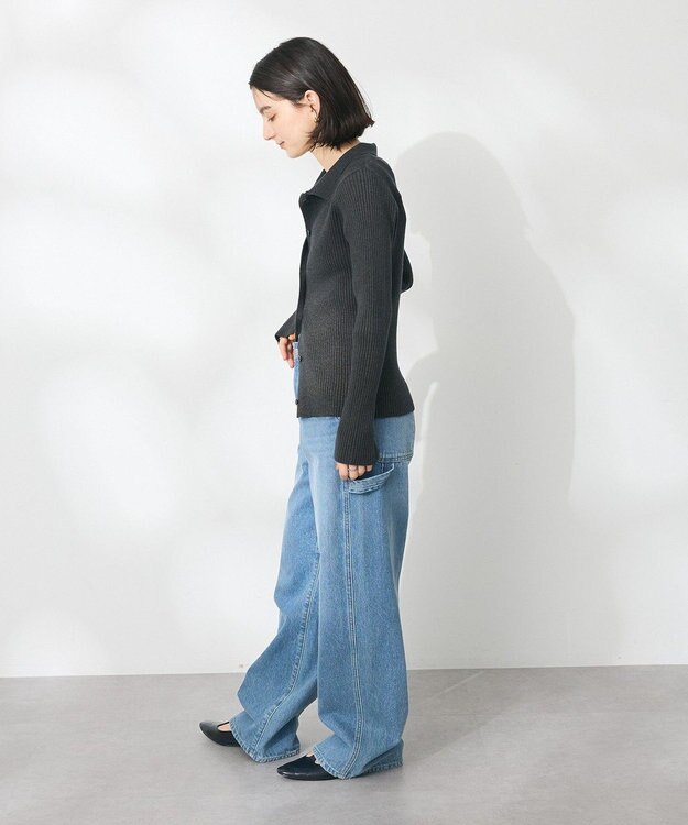 CRAFT STANDARD BOUTIQUE 襟付きニットコンパクトカーディガン Navy