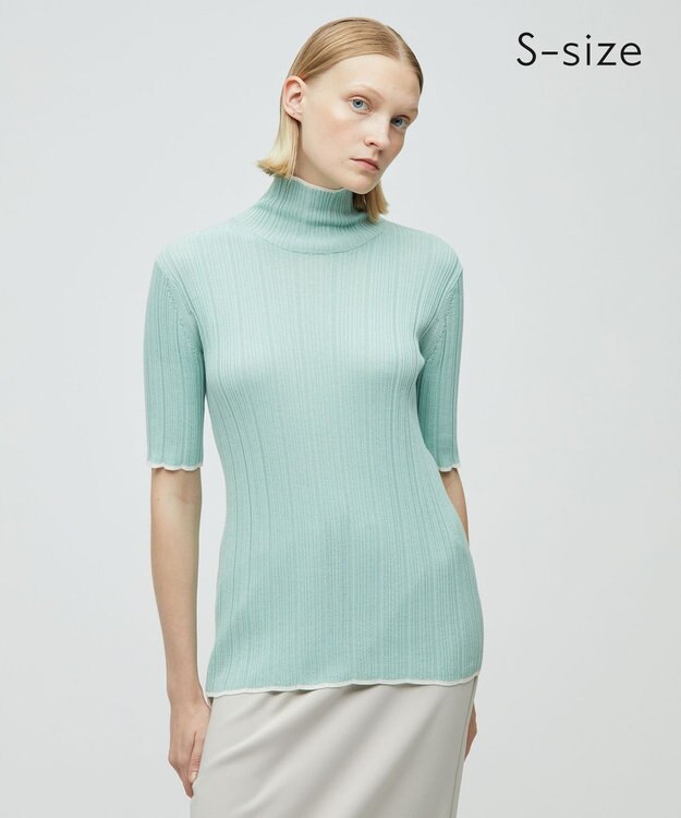BEIGE， 【S-size】LUPINE / タートルニット Sage×White