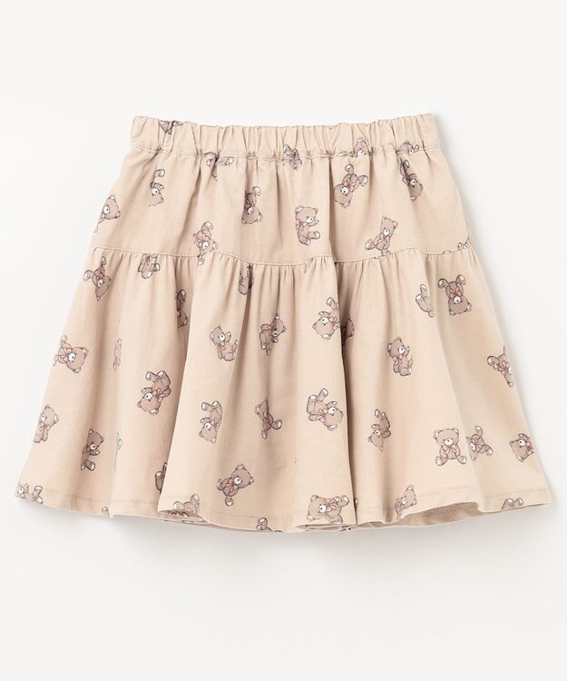 ANY KIDS チェック柄/アニマル柄スカパン ベージュ系クマ