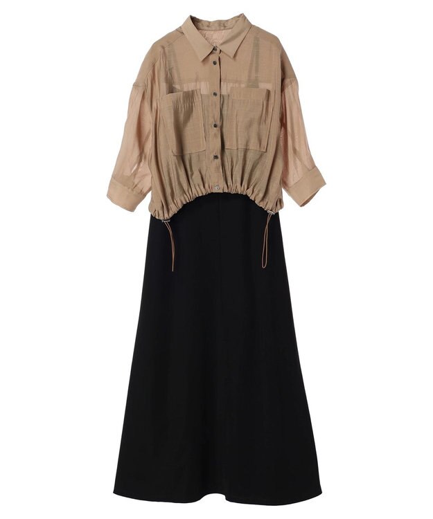 YECCA VECCA 【2点SET】シアーシャツ×Aラインキャミワンピース Beige
