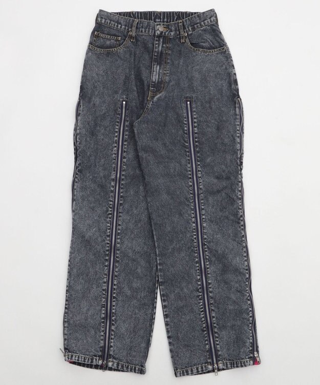 WEGO 【ユニセックス着用ITEM】ジャージドッキングZIPデニムパンツ ピンク