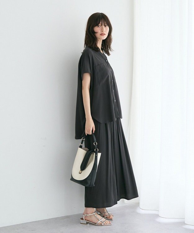 YECCA VECCA 【セットアップ可能】ポケットスキッパーシャツ Charcoal Gray