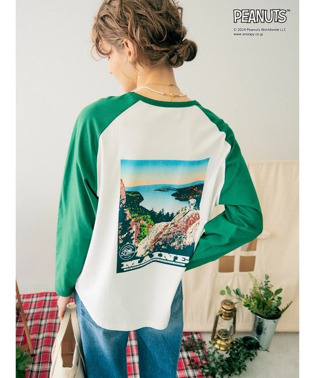 AMERICAN HOLIC ラグランフォトプルオーバー／ＰＥＡＮＵＴＳ Green