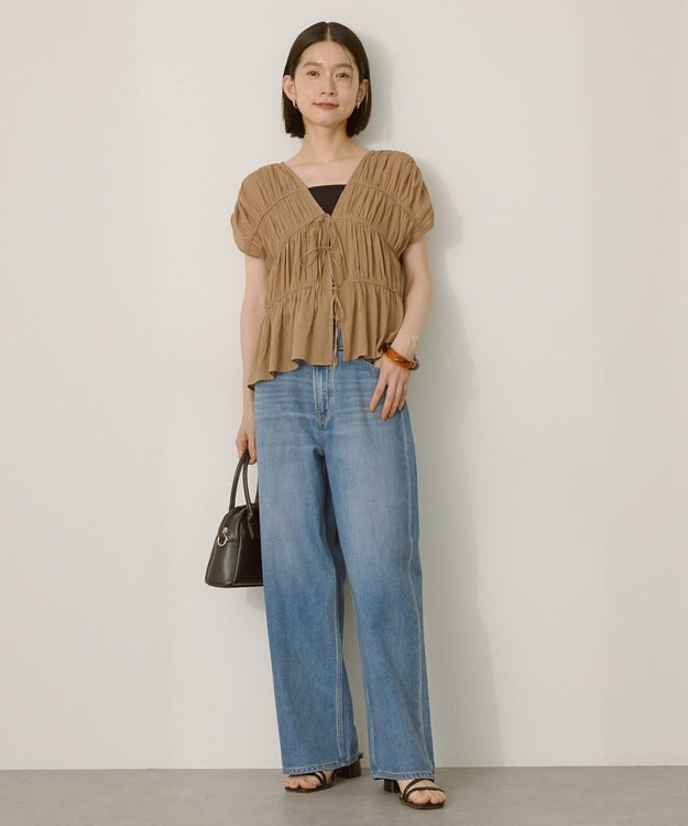 AMERICAN HOLIC 【前後2WAY】フロントリボンブラウス Mocha