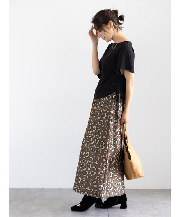 Te chichi レオパードジャガードナロースカート ブラウン