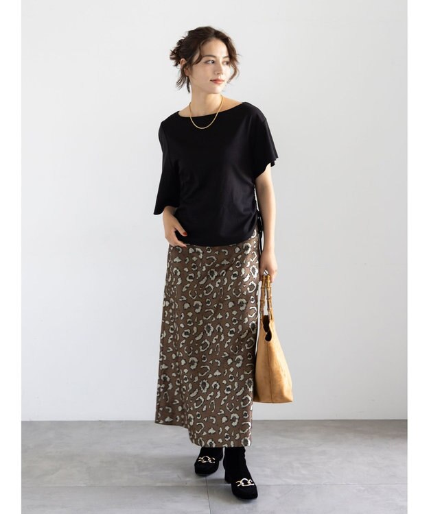 Te chichi レオパードジャガードナロースカート ブラウン