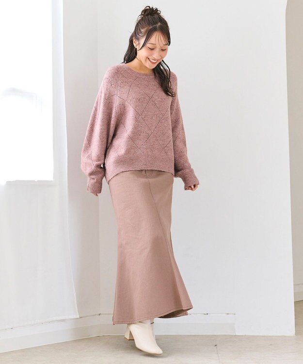 Feroux ハート柄ニット プルオーバー ピンク系