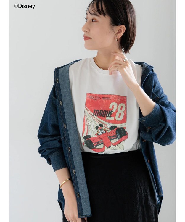 Te chichi 【Disney】MICKEY/フロントプリントTシャツ オフホワイト