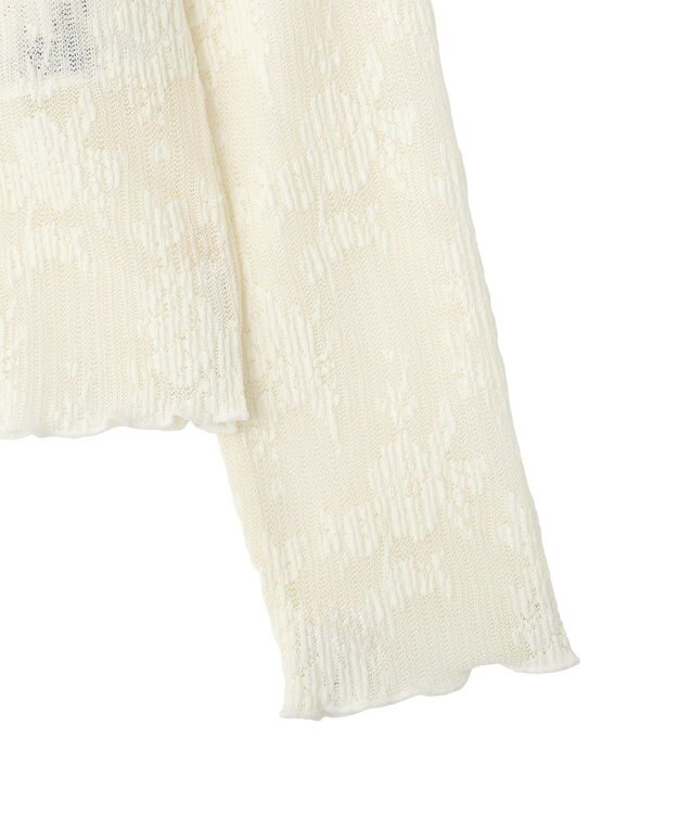 Green Parks プリーツレースハイネックプルオーバー Ecru