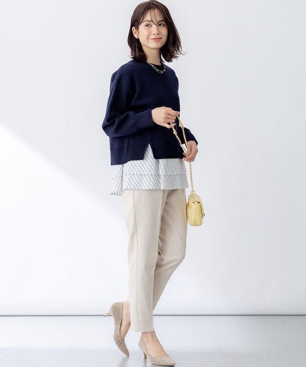 組曲 スウェットライクニットプルオーバー ネイビー系