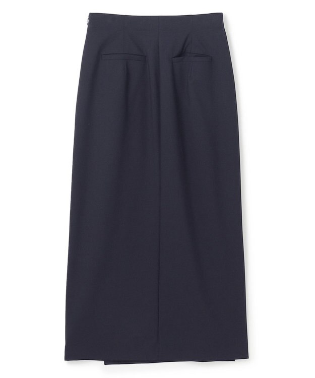 UNFILO ウールライク Iラインスカート ネイビー