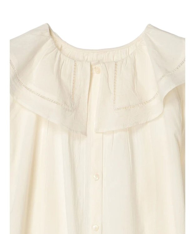 CRAFT STANDARD BOUTIQUE インド綿フリル衿ワンピース Ivory