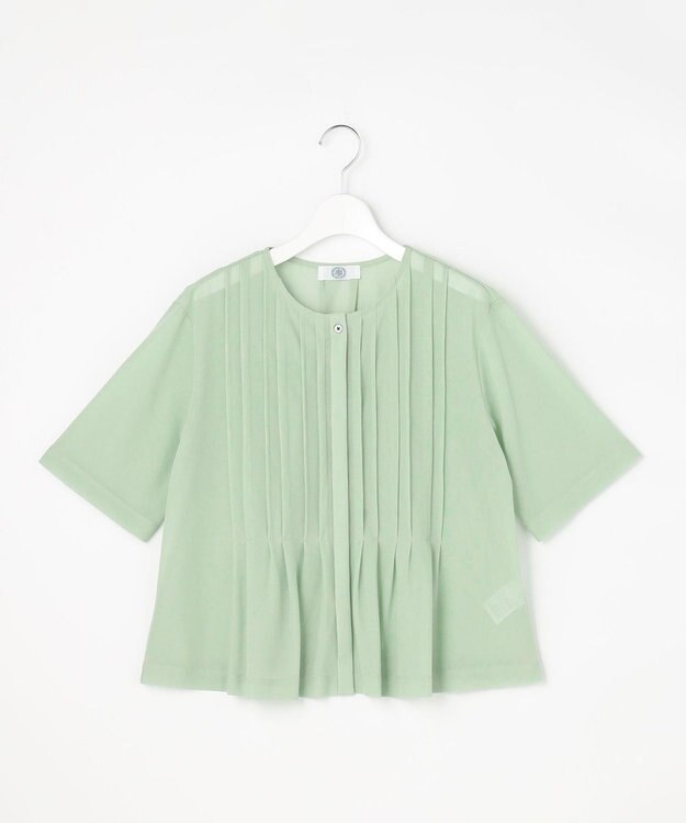 J.PRESS LADIES S シアードライトリコット フレアタック カットソー ソフトグリーン系