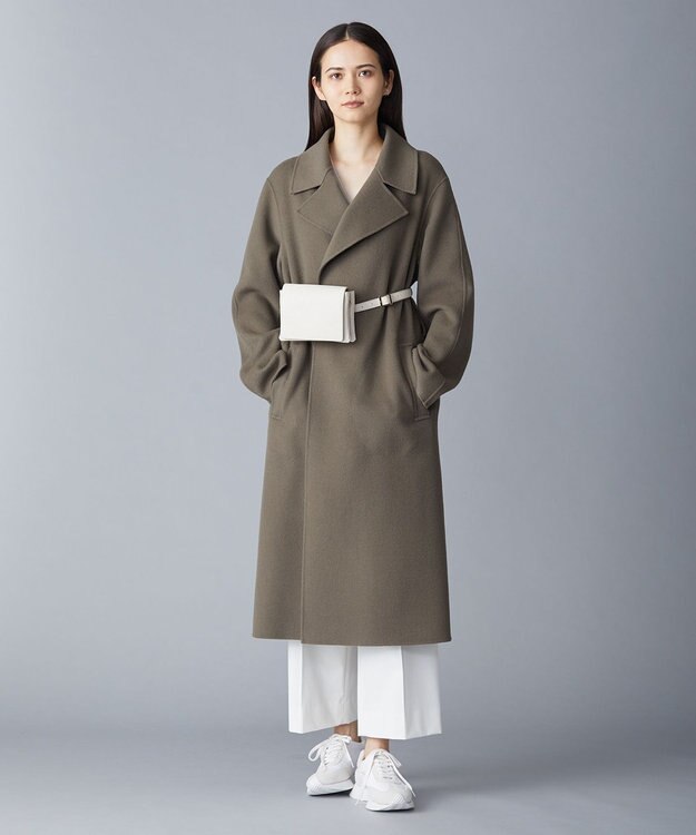 ICB ウールリバー ロングトレンチコート アッシュカーキ系
