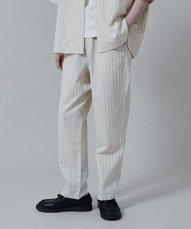 WEGO 【ユニセックス着用アイテム/手洗い可/SETUP可/ウエストゴム】リネンレーヨンイージーパンツ オフホワイト