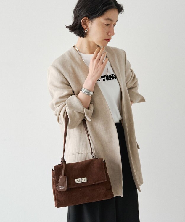 russet スエードフラップミニトートバッグ(CE-1722-WEB) D.Brown