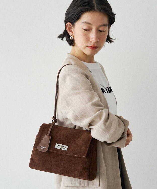 russet スエードフラップミニトートバッグ(CE-1722-WEB) D.Brown