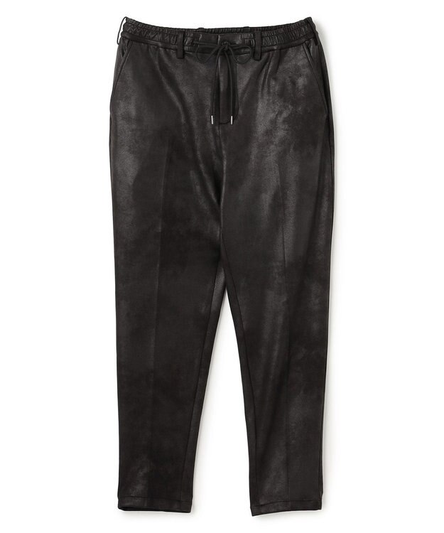 JOSEPH HOMME 【ストレッチ】レザーライクジャージー　ドロスト付きテーパードパンツ / PEGG CONVERTIBLE ブラック系