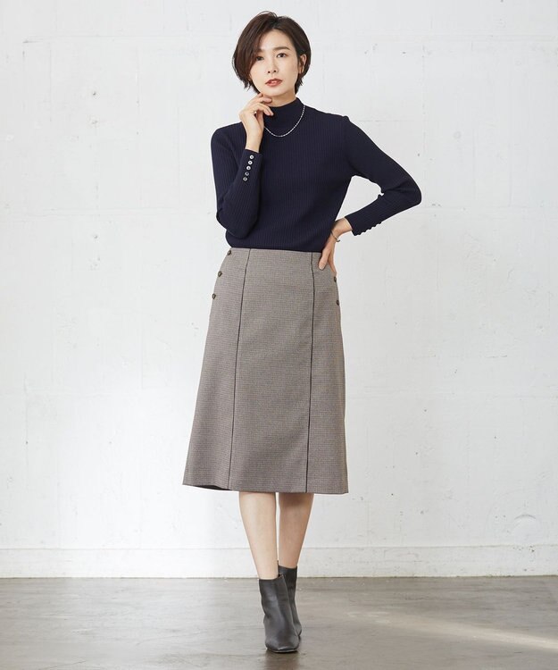 J.PRESS LADIES L 【洗える】Mixツイードチェック スカート ブラウン系3