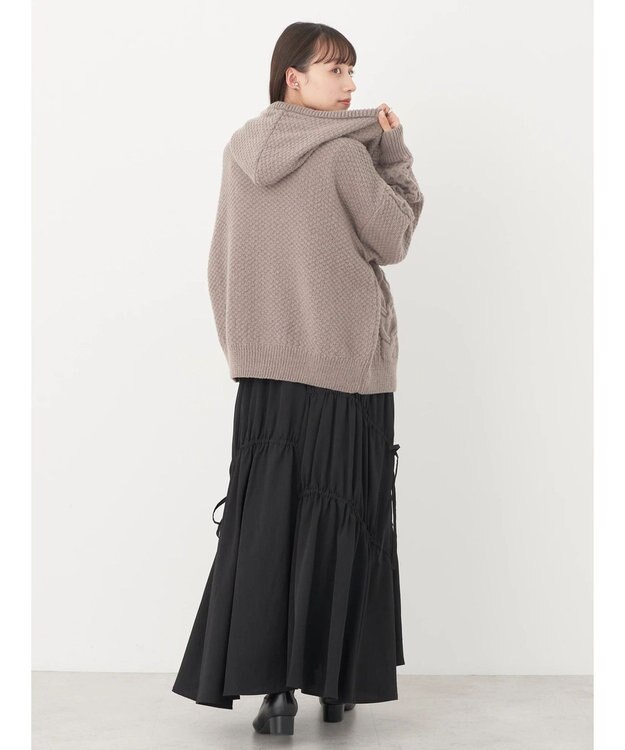 earth music&ecology ケーブルニットパーカー Mocha