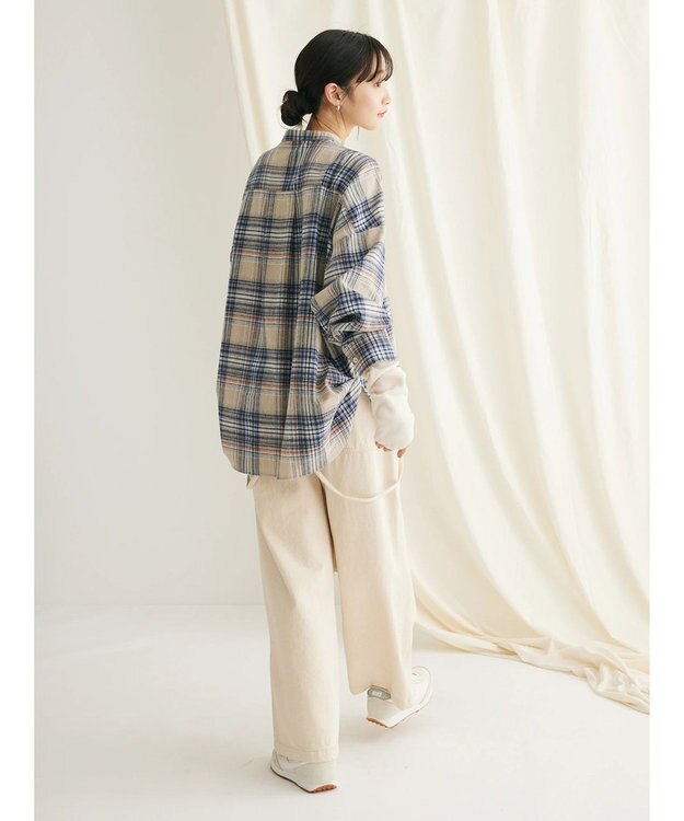 CRAFT STANDARD BOUTIQUE チェックバンドカラーサークルブラウス Beige