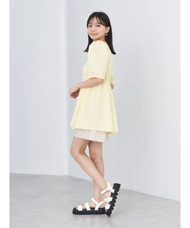 earth music&ecology スクエアネックチュニック Yellow