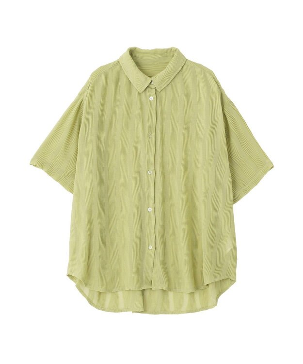 earth music&ecology ランダムプリーツシャツ Pistachio