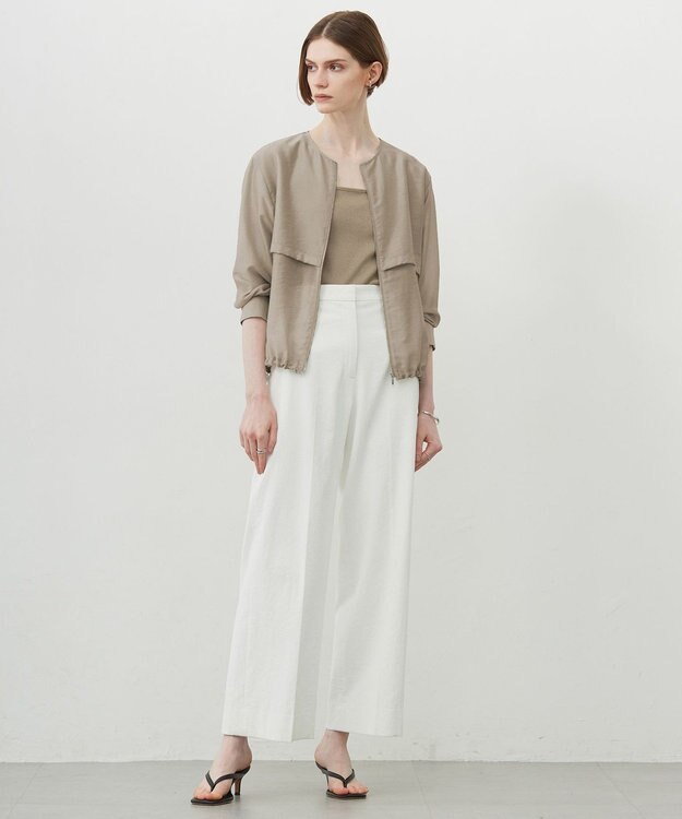 ICB 【接触冷感・UVカット・透け防止・吸水速乾・洗える】 シェルタリングドライオックス ワイドパンツ オフホワイト系