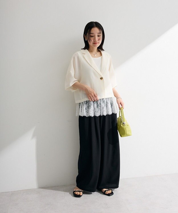 Green Parks セミワイドスラックスパンツ Black