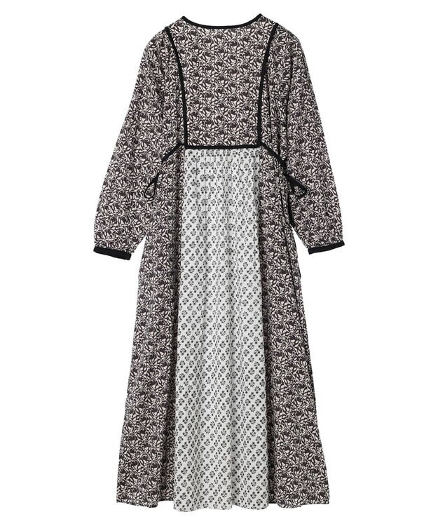 CRAFT STANDARD BOUTIQUE インド綿混エスニック切替ワンピース Charcoal Gray