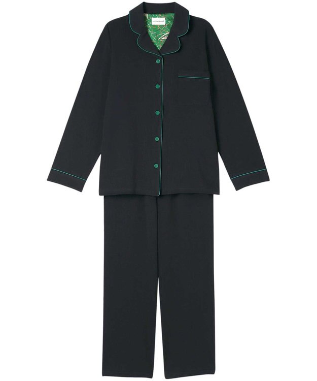 une nana cool 【綿混】40ソフトベア天竺パジャマ MADE WITH LIBERTY FABRIC ブラック