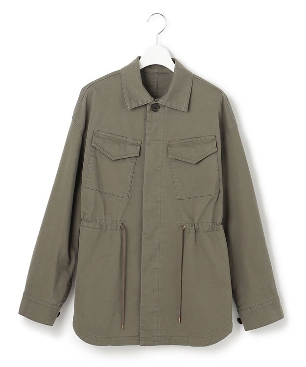 23区 コットンストレッチ ミリタリー ジャケット カーキ