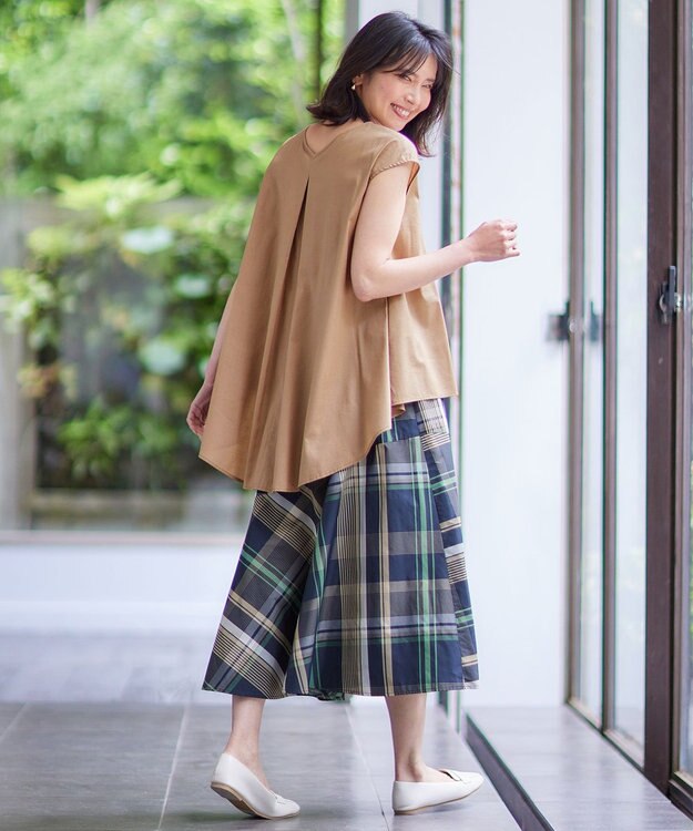 ANY 【洗濯機可能/ウエストゴム】ビックチェックマーメイドスカート ネイビーベースチェック