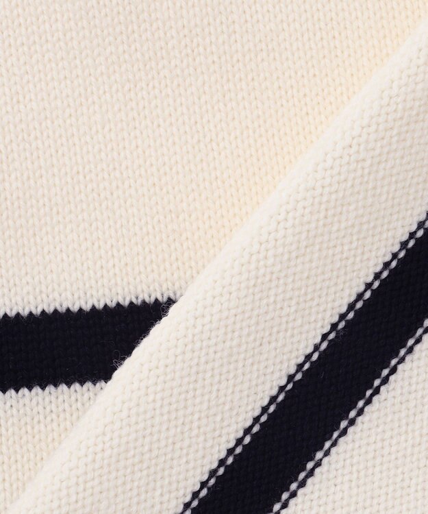 23区 【洗える】ウールミドルゲージ ボーダー ニット オフ×ブラックボーダー