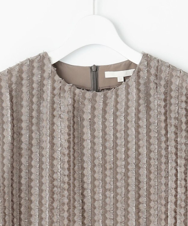 自由区 【セットアップ対応・洗える】フリンジジャガード ブラウス モカ