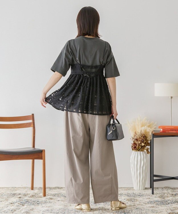 AMERICAN HOLIC チェックレースオーバーキャミソール Black