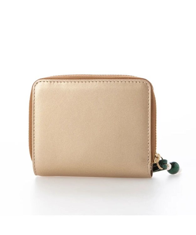 UNBILLION perche ジェムストーンチャームハーフラウンドウォレット ゴールド