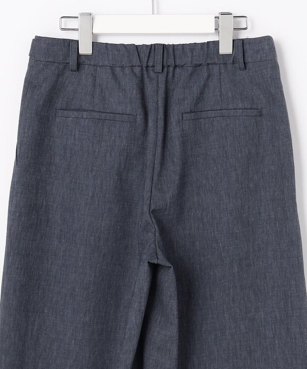 J.PRESS LADIES S リネンバイオシャンブレー ワイド パンツ ネイビー系