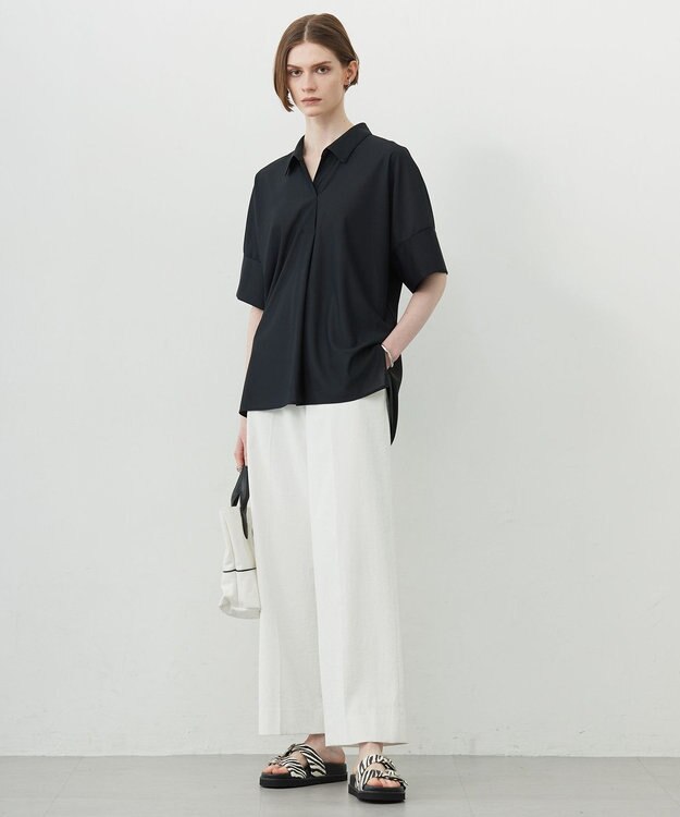 ICB 【接触冷感・UVカット・透け防止・吸水速乾・洗える】 シェルタリングドライオックス ワイドパンツ オフホワイト系