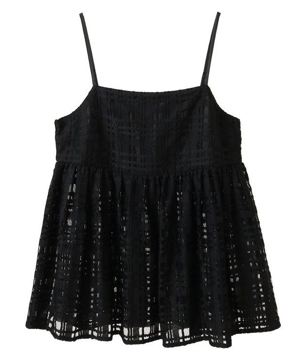 AMERICAN HOLIC チェックレースオーバーキャミソール Black